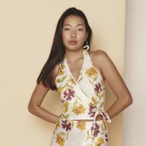 Vrg Grl Celia Linen Top Flora